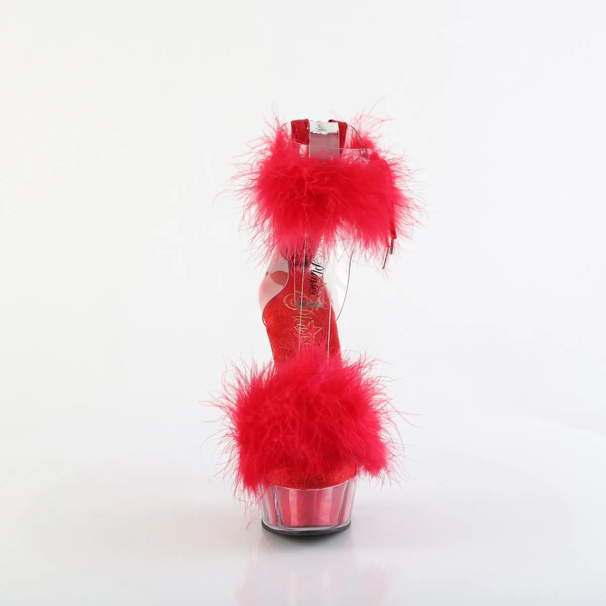 6 Inch Heel DELIGHT-624F Clear Red Fur