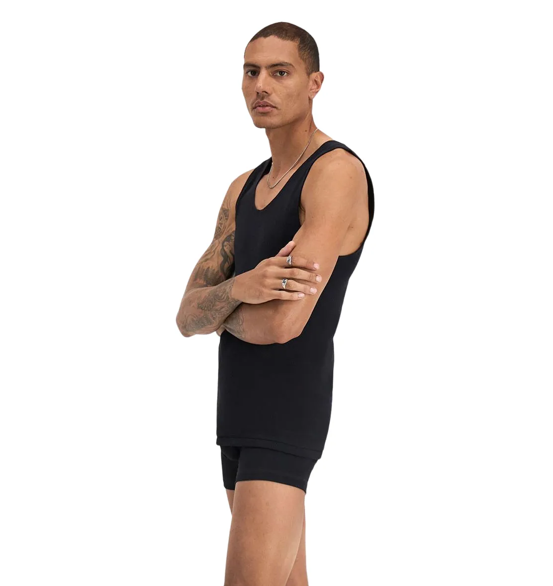 6 x Bonds X-Temp Black Mens Chesty Cotton Plain Singlet Vest Tank Top