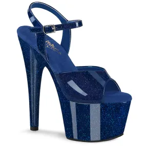 7 Inch Heel ADORE-709GP Navy Blue Glitter