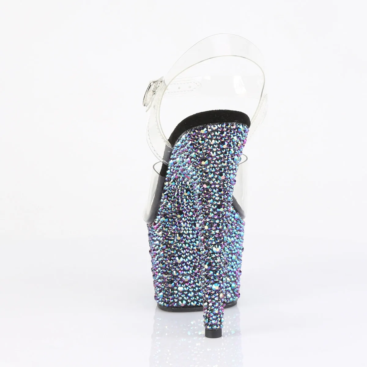 7 Inch Heel BEJEWELED-708MS Clear Black Rhinestone