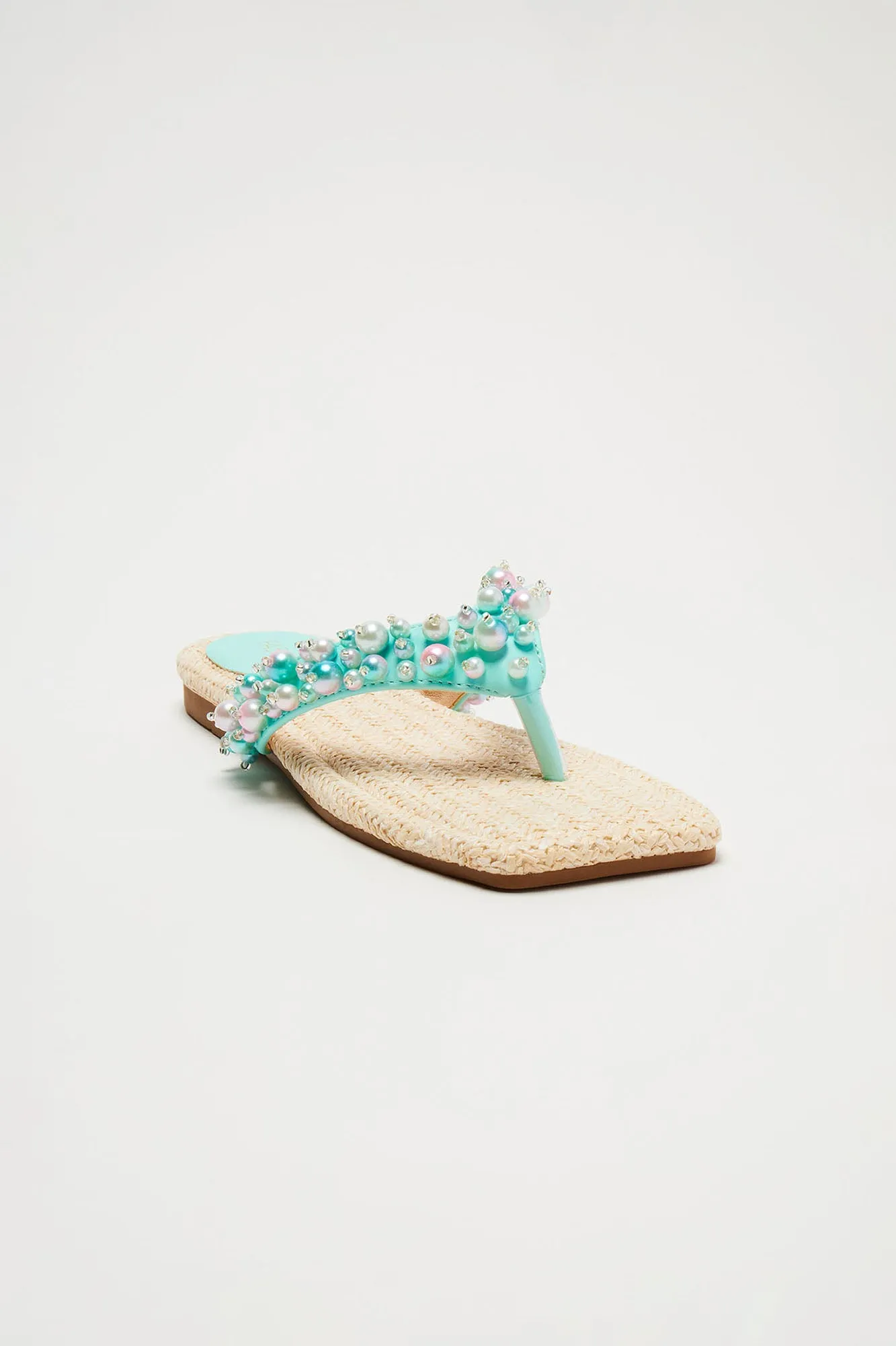 Ariel Pearl Flip Flops - Green