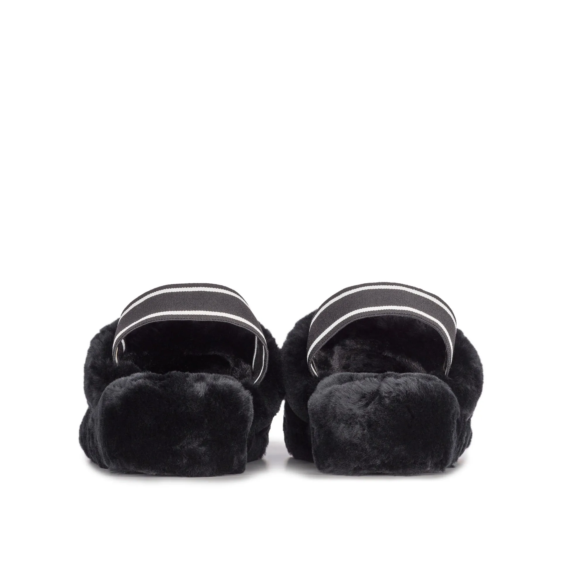 AVA BLACK SHEEPSKIN SLIPPER SLING BACK