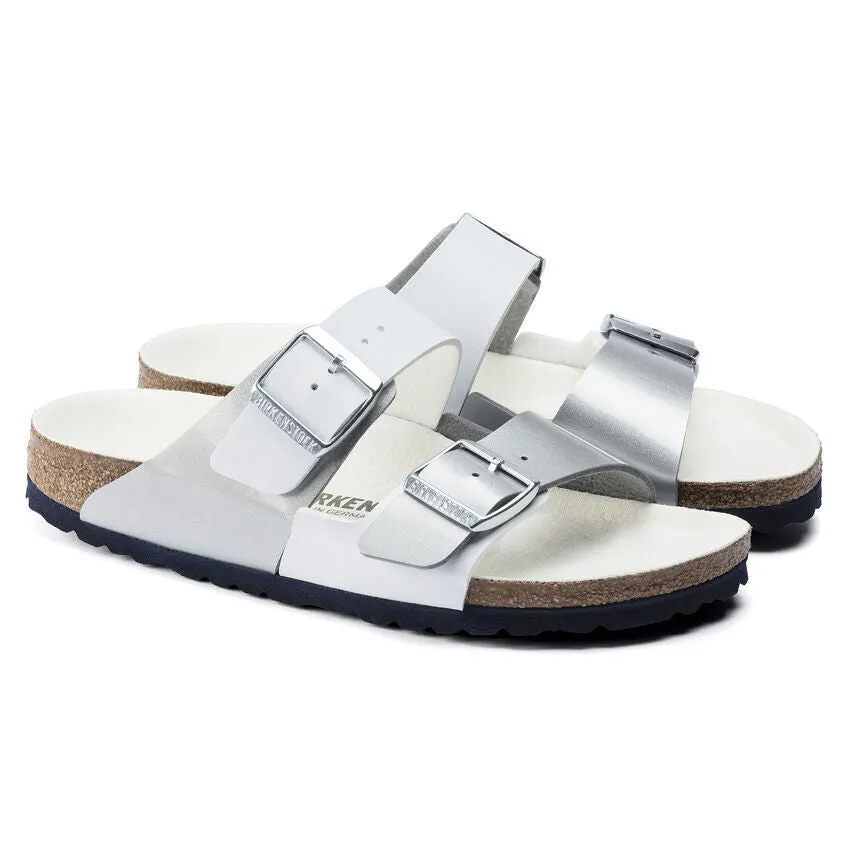 Birkenstock Arizona Women's Split Birko Flor (White Silver - Narrow Fit)