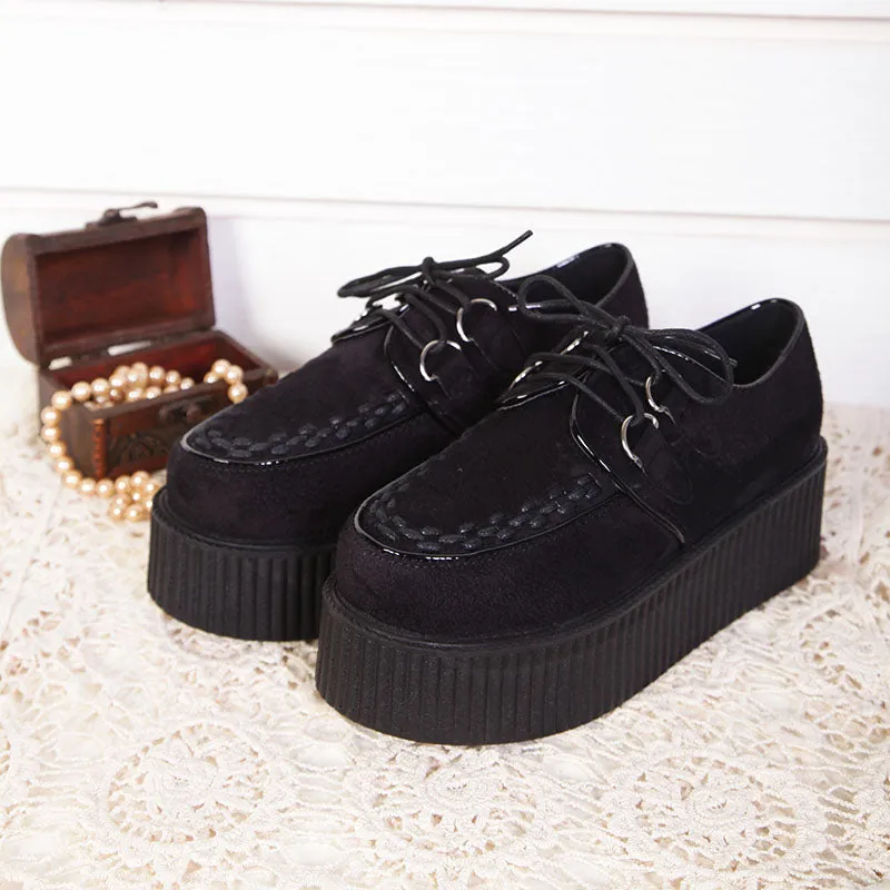 Black Suede Platform Creepers Shoes AD11651