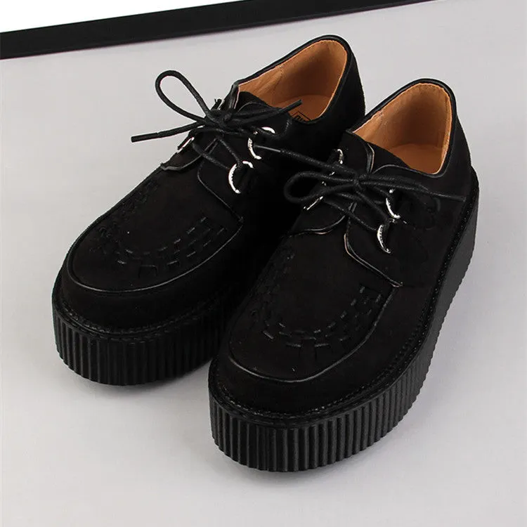 Black Suede Platform Creepers Shoes AD11651