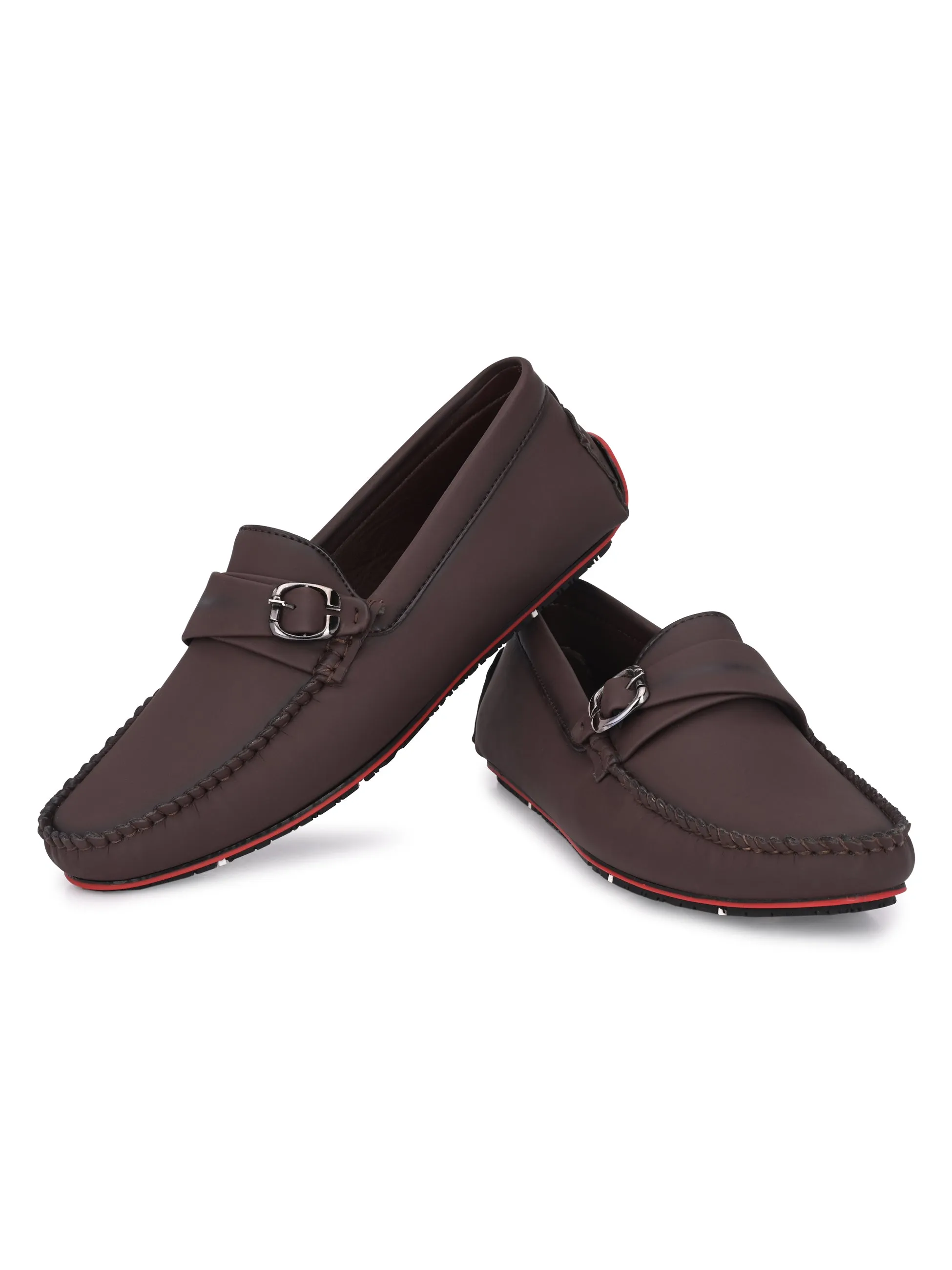 Brown Loafers With Buckle Closure