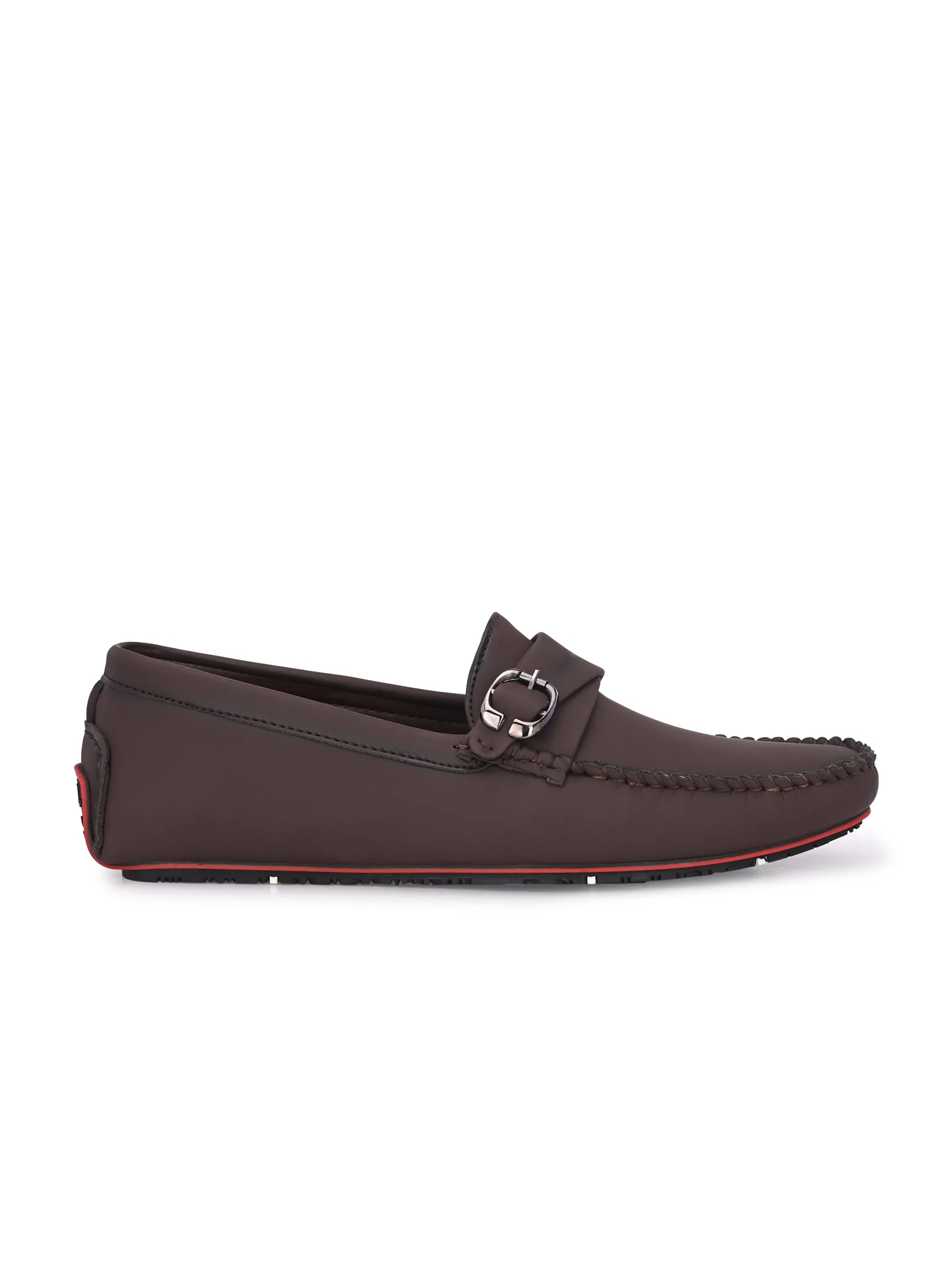 Brown Loafers With Buckle Closure