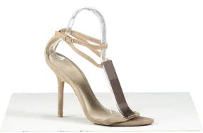 Burberry Beige Suede Embellished Ankle Strap Heeled Sandals UK 5 EU 38 👠