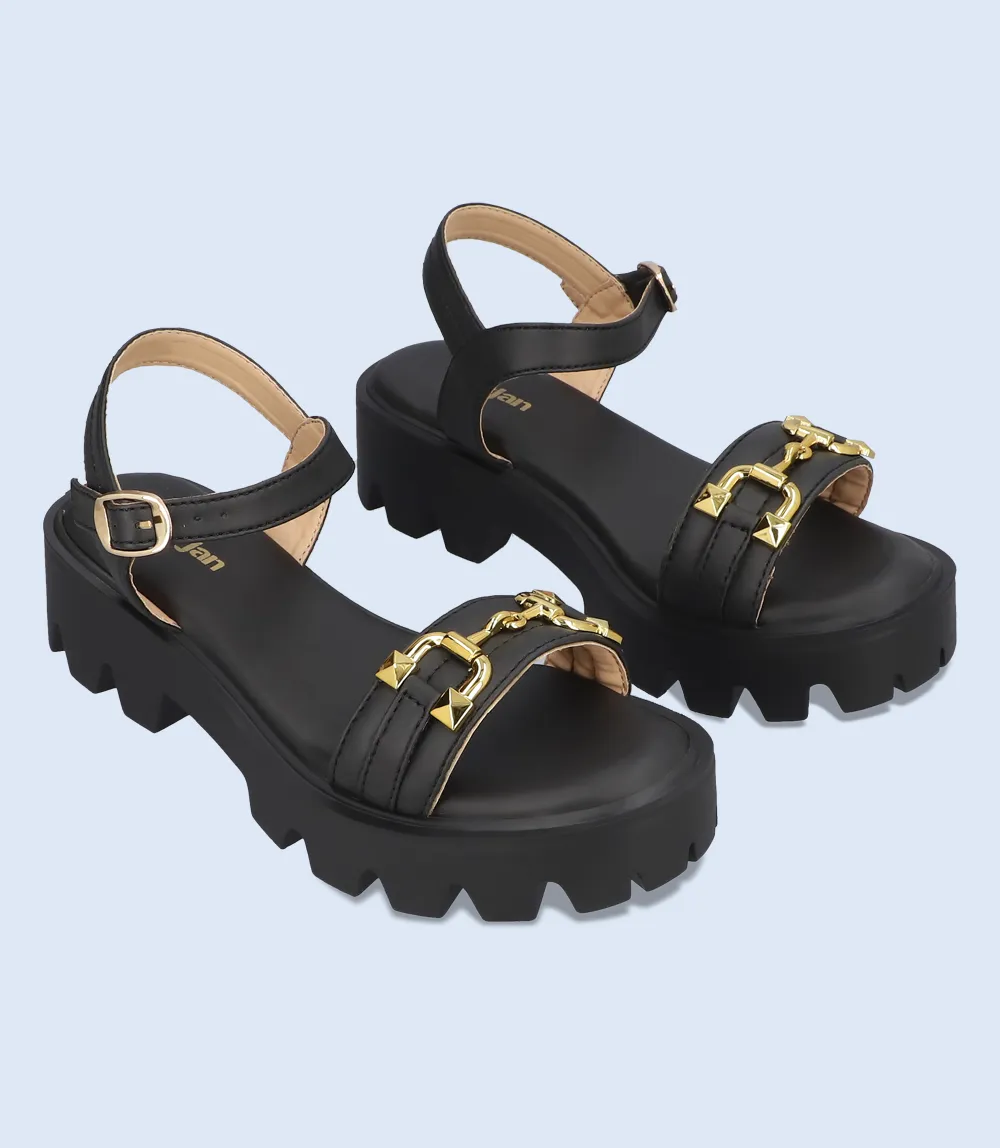 BW9224-BLACK-Women Platform Sandal