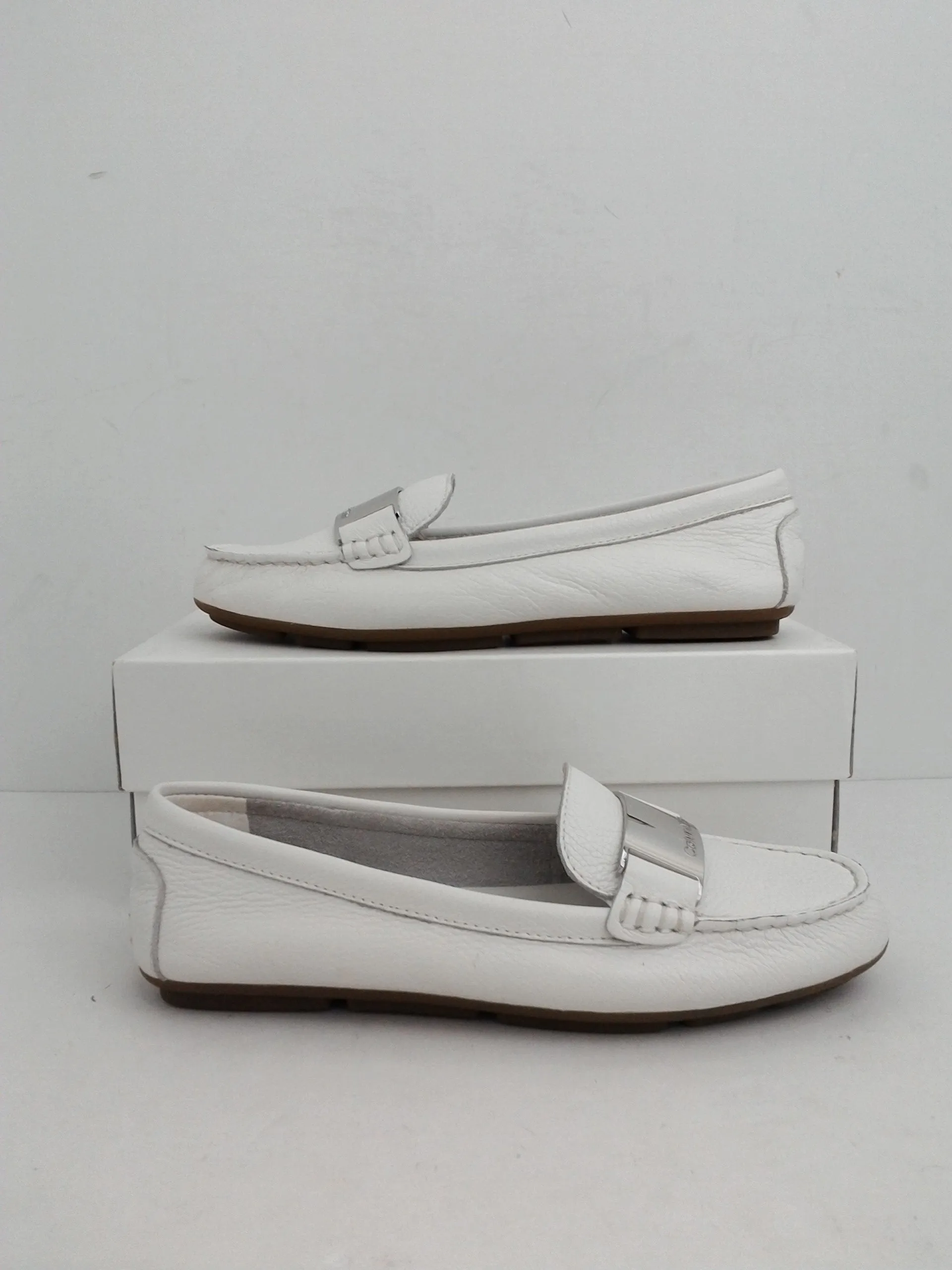 Calvin Klein Women's Lisette White Leather Loafer Size 6.5