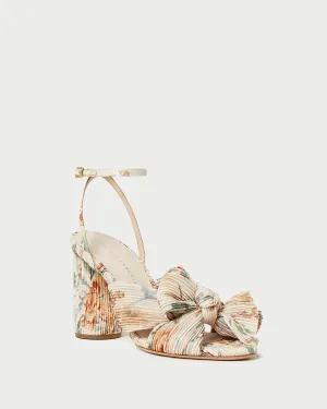 Camellia Floral Bow Heel ~ Cream