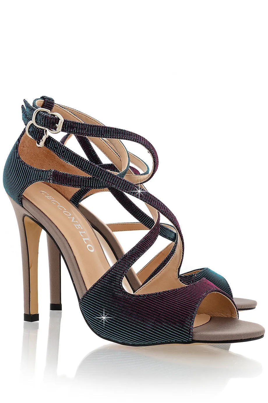 CECCONELLO FELICITA Lurex Petrol Holographic Sandals