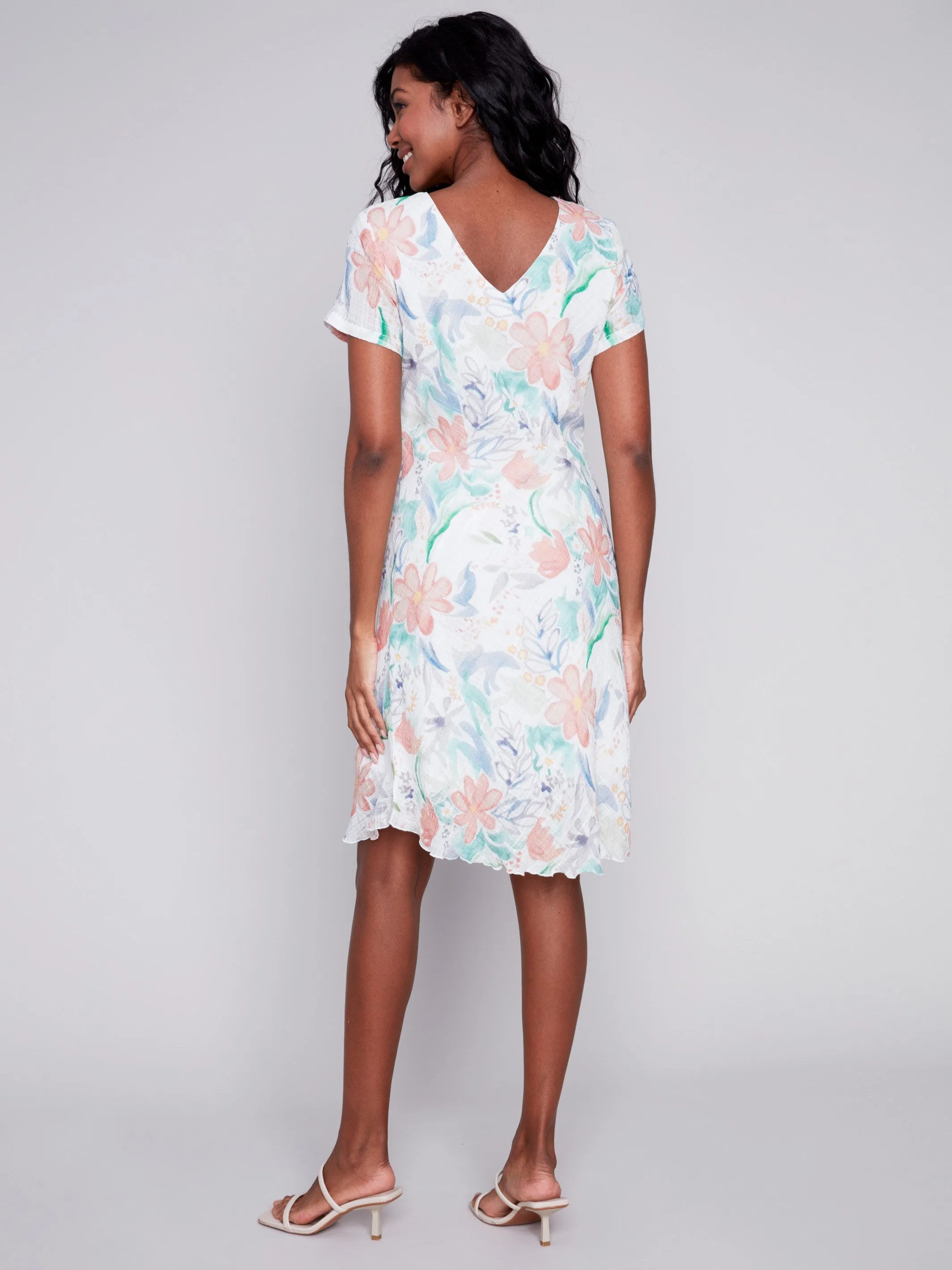 Cotton Gauze Dress with Bias Cut - Lotus