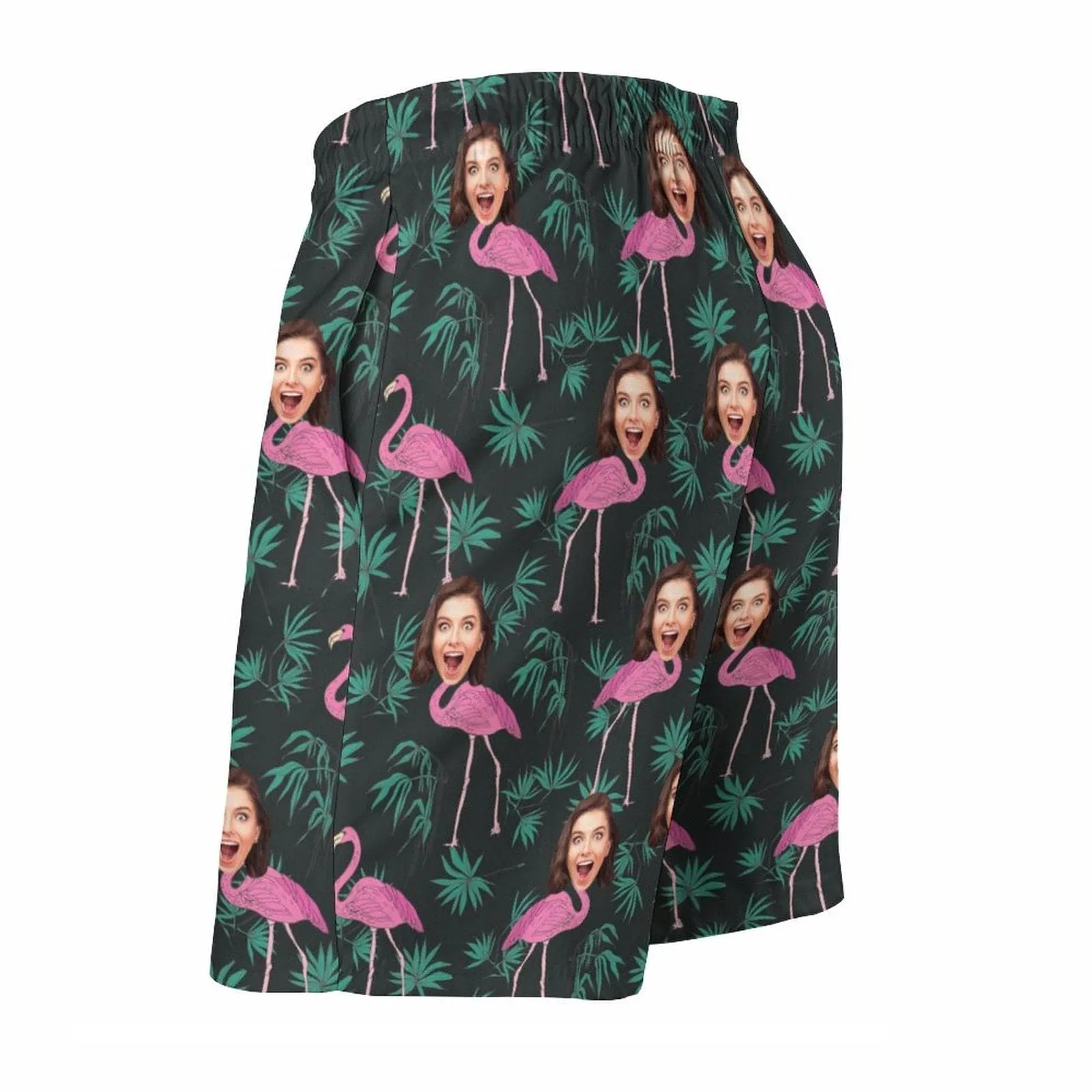 Custom Girlfriend Face Pink Flamingo Men's Casual Quick-drying Beach Shorts