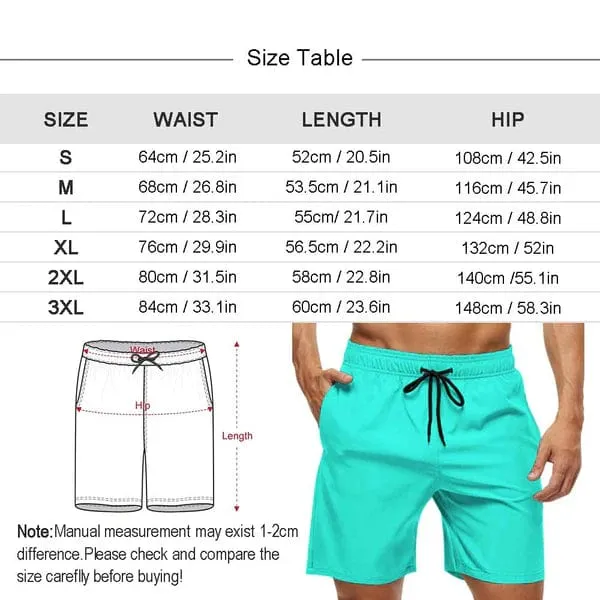 Custom Girlfriend Face Red Flowers Men's Casual Quick-drying Beach Shorts