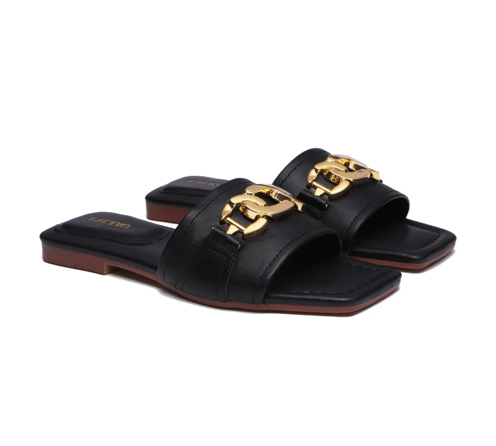 EVERAU Open Toe Leather Flat Sandals Women Chela