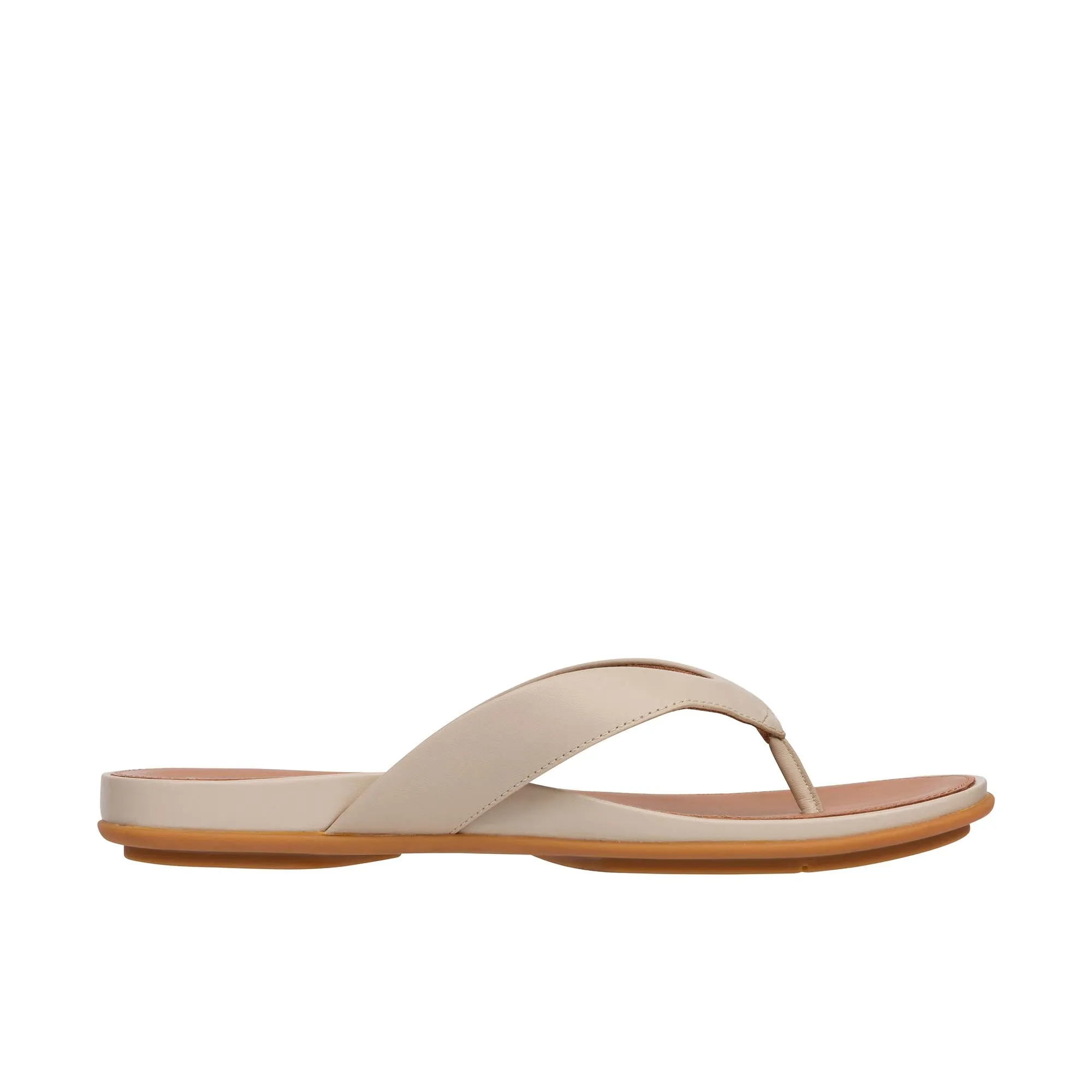 FitFlop Womens Gracie Leather Flip-Flops Stone Beige