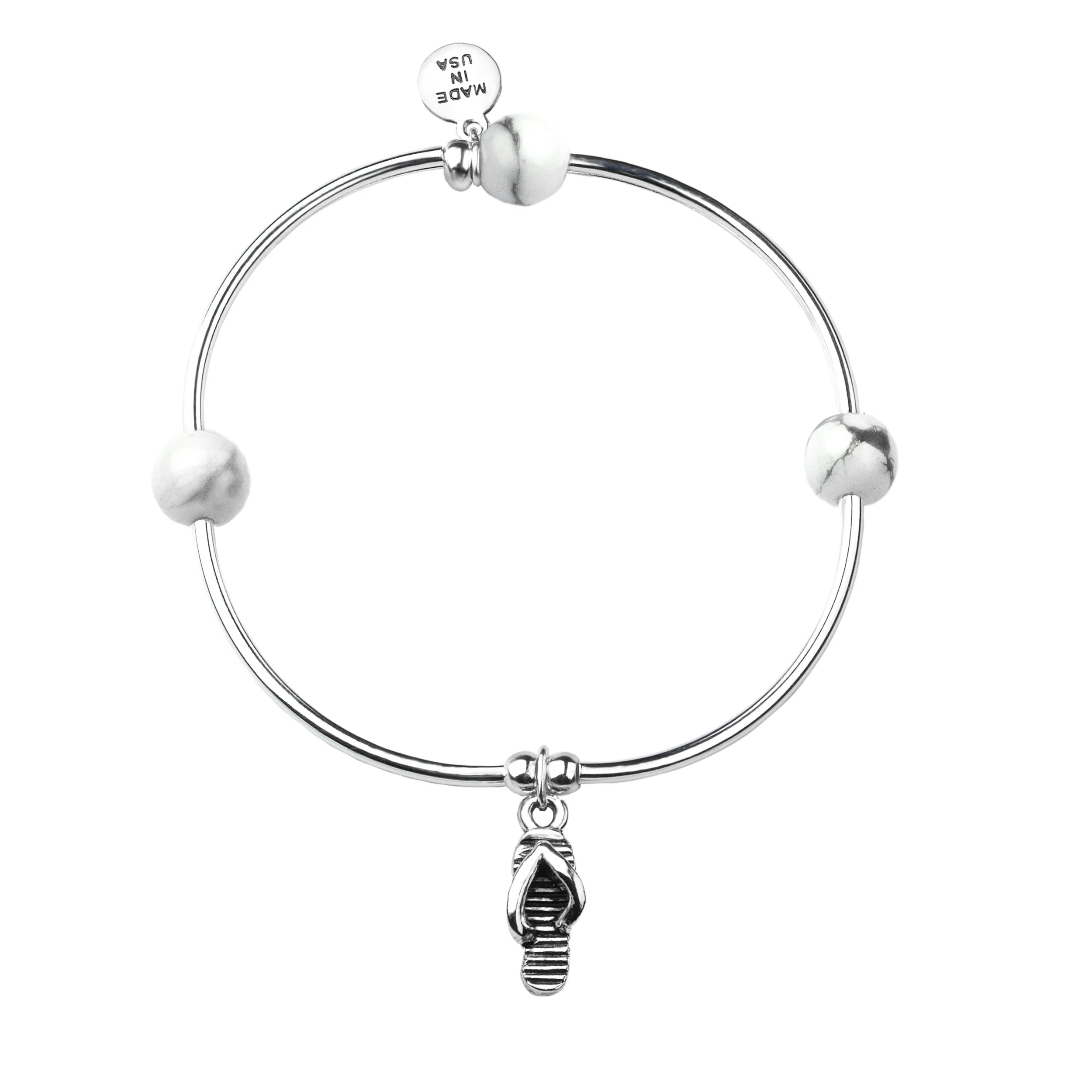 Flip Flop | Soft Bangle Charm Bracelet | Howlite