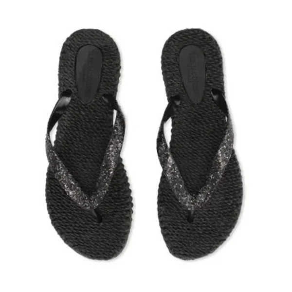 IJH Flip Flop Big Glitter Black