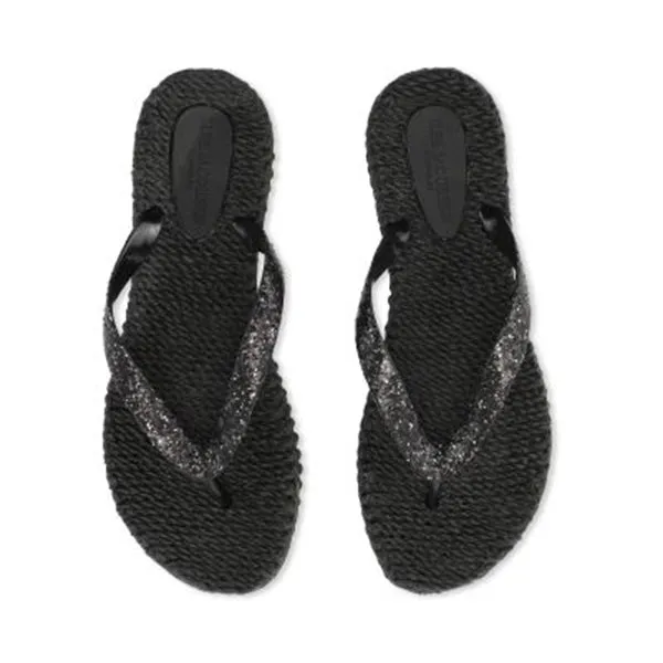 IJH Flip Flop Big Glitter Black