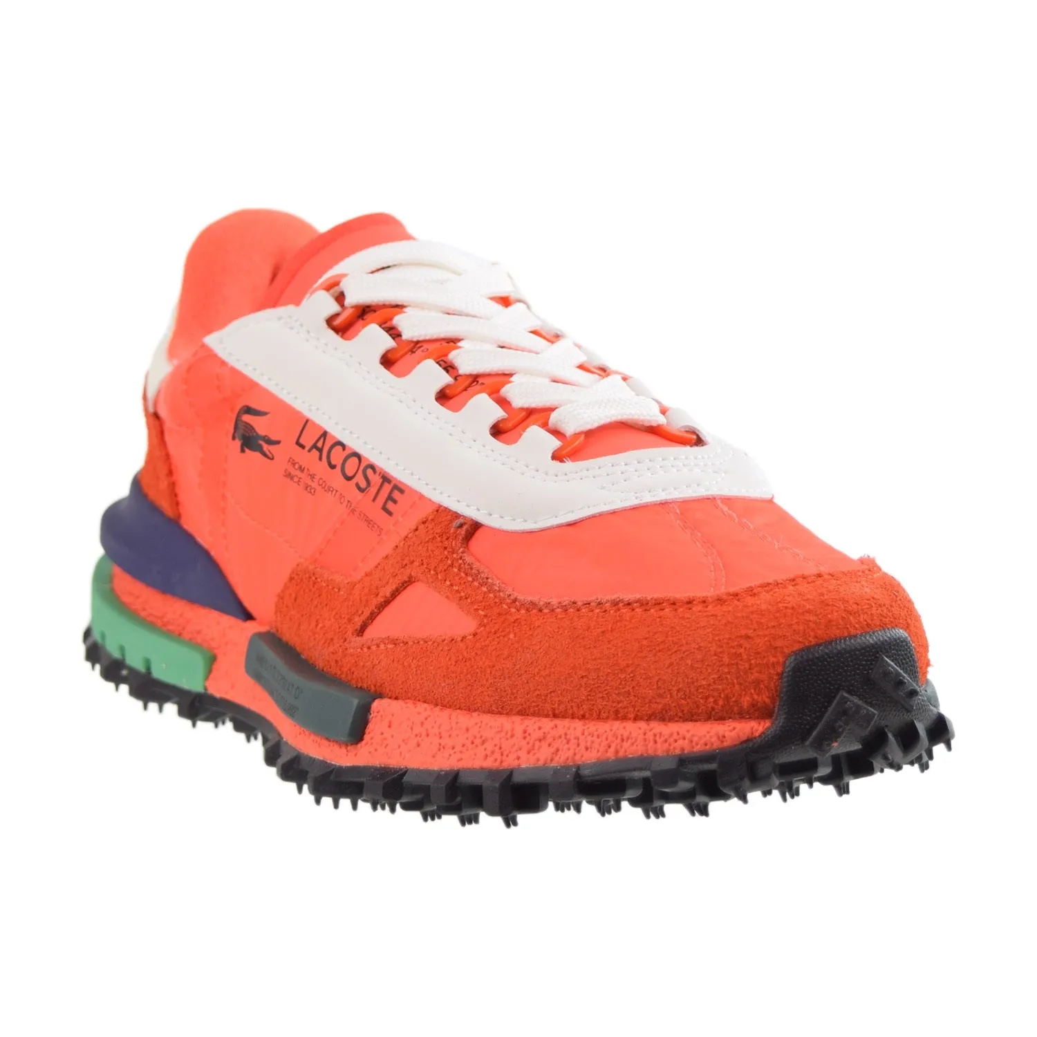 Lacoste Mens Elite Active 223 1 SMA Sneakers in Vibrant Orange and Dark Green