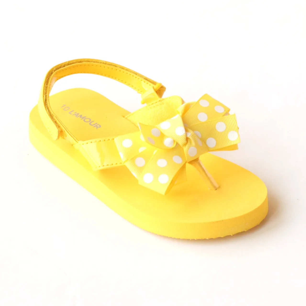 L'Amour Girls Polka Dot Bow Flip Flops