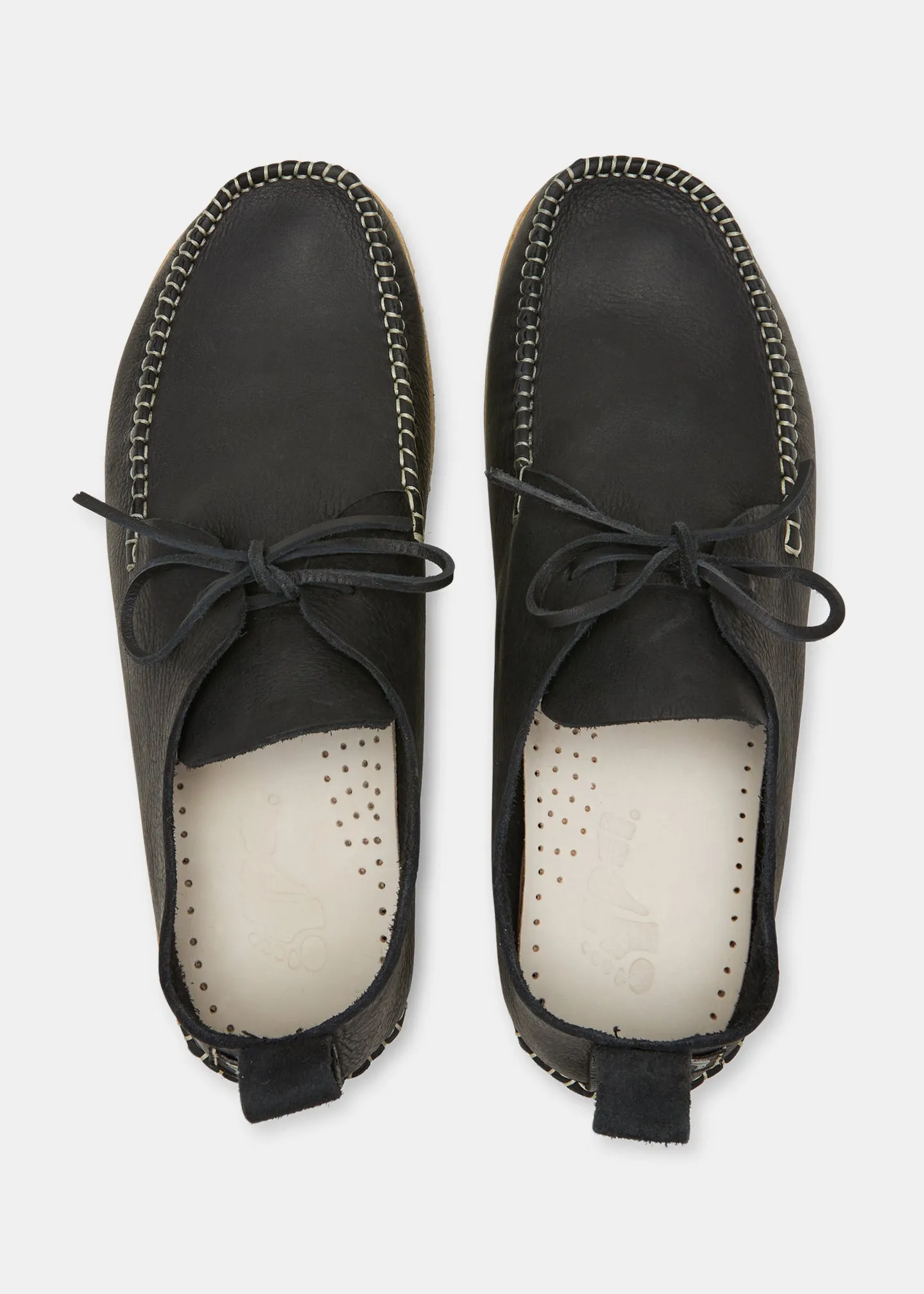 Lawson Leather Moccasin Shoe on Crepe Outsole - Black