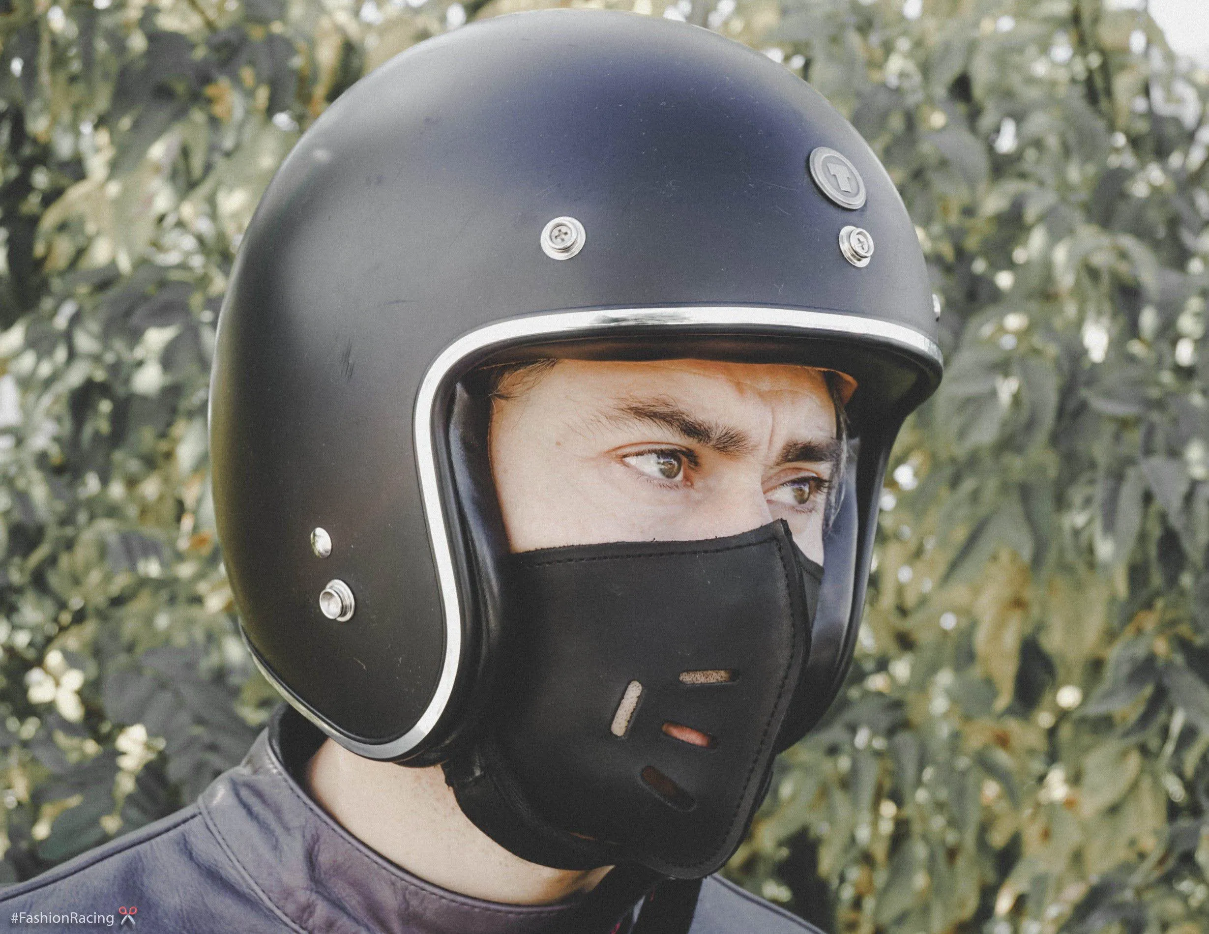 Leather Helmet Mask | Black Leather Motorcycle Mask