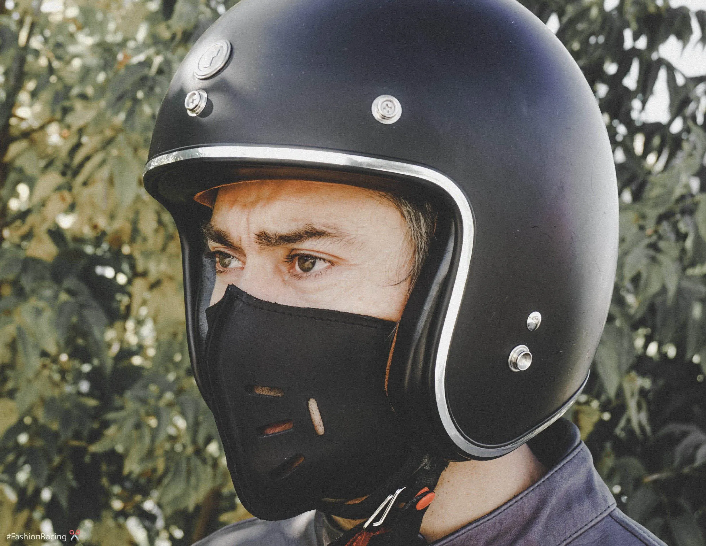 Leather Helmet Mask | Black Leather Motorcycle Mask