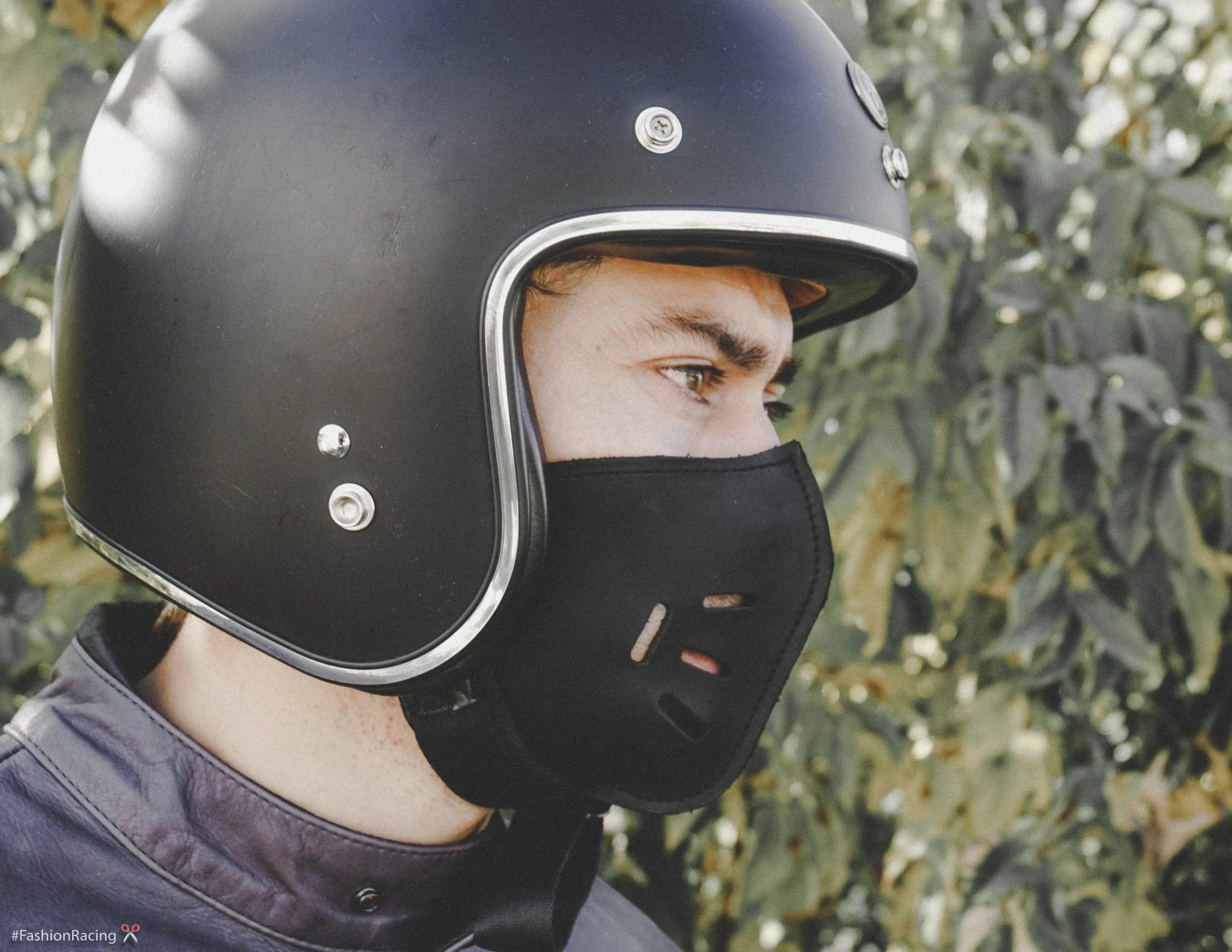 Leather Helmet Mask | Black Leather Motorcycle Mask