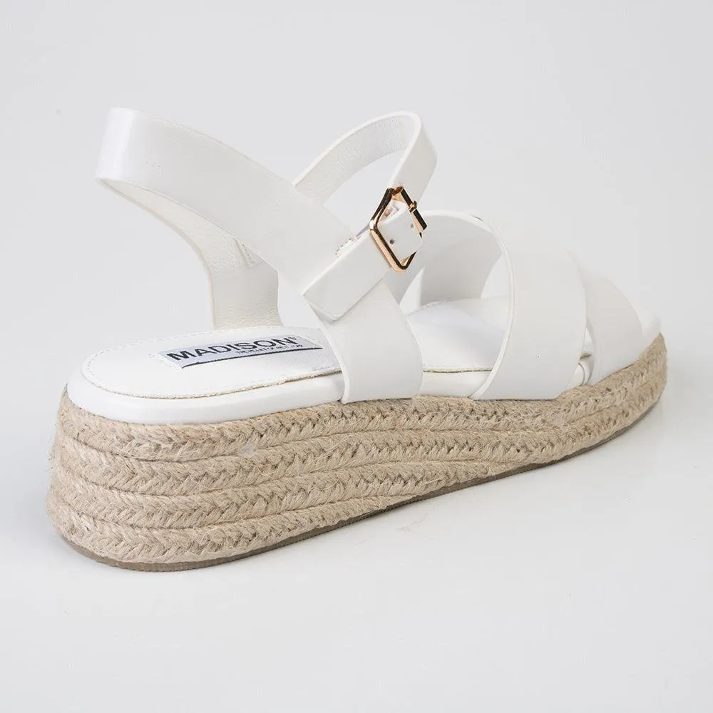 Madison Cassandra Cross Over Espadrille Sandal - Off White