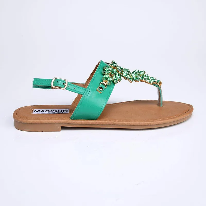 Madison Cassidy Jeweled Sandals - Green