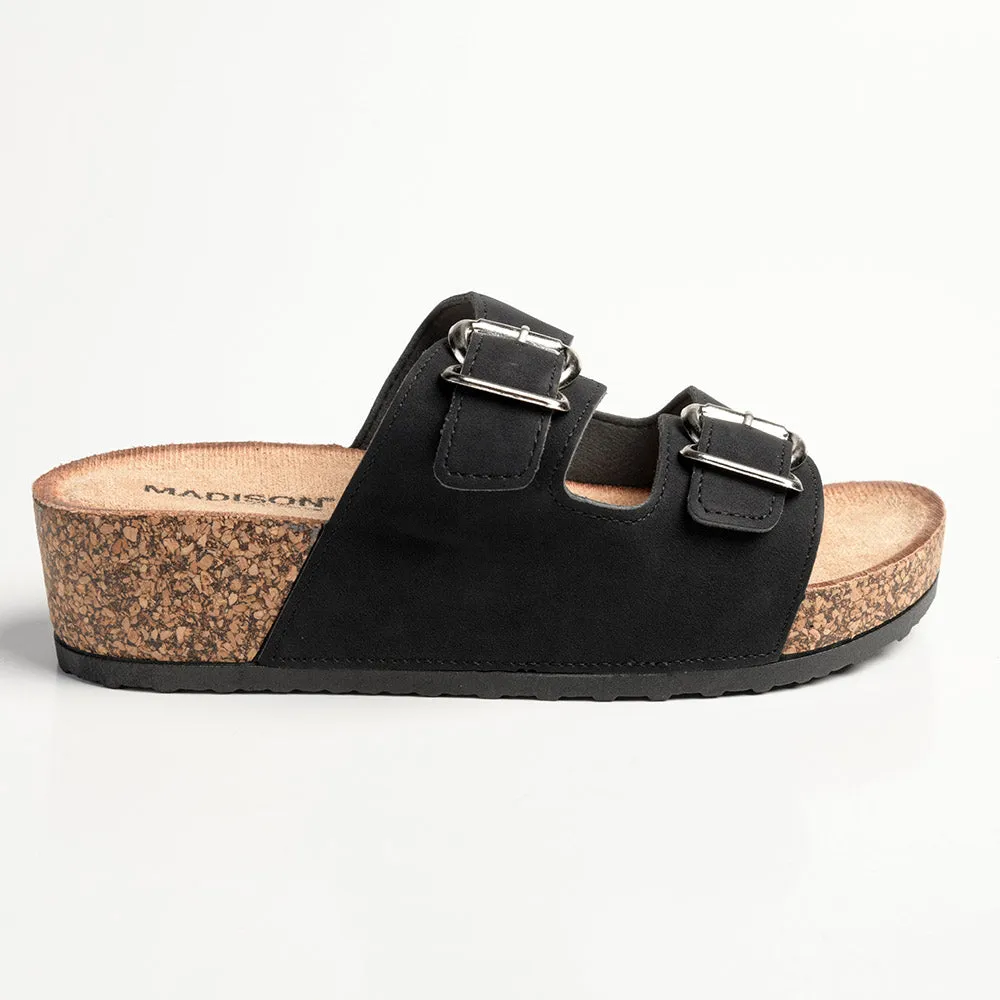 Madison Gayle Double Strap Sandals - Black