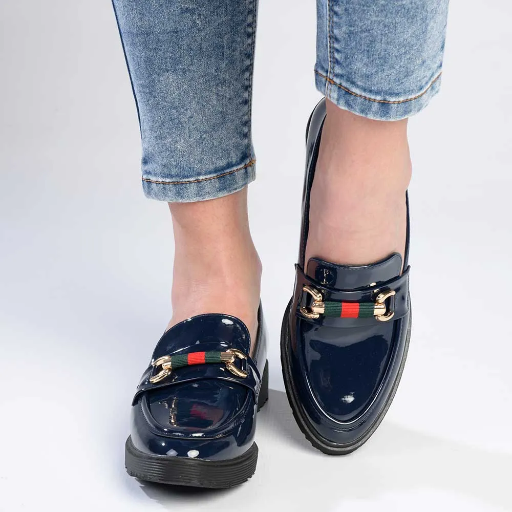 Madison Paxton Ladies Slip On Loafers - Navy