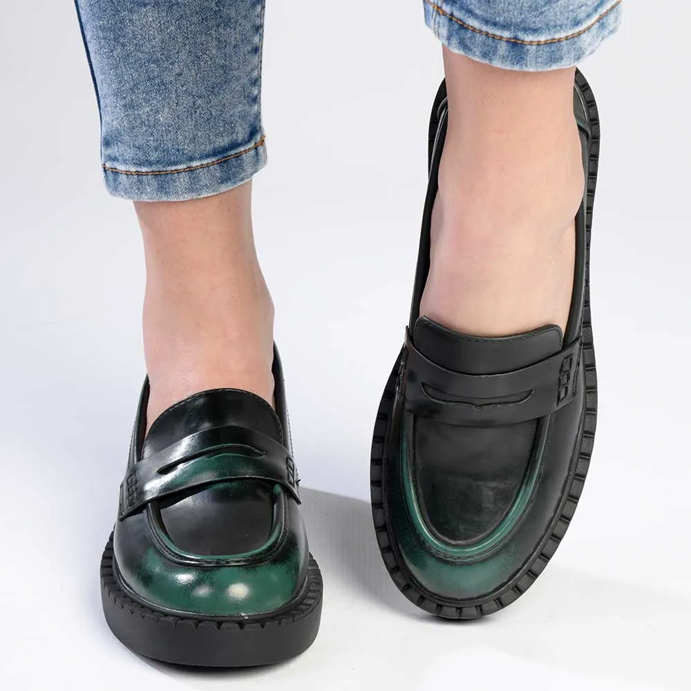 Madison Pia Slip On Brogue - Emerald Green