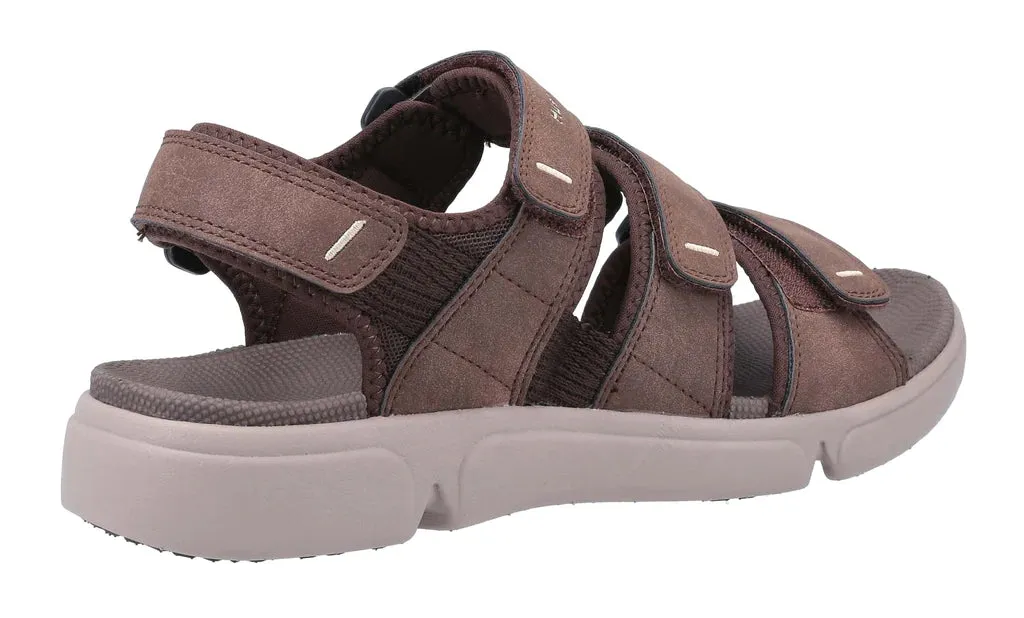 Mens Hush Puppies Walking Sandals Vegan Brown Hook & Loop Strap Raul