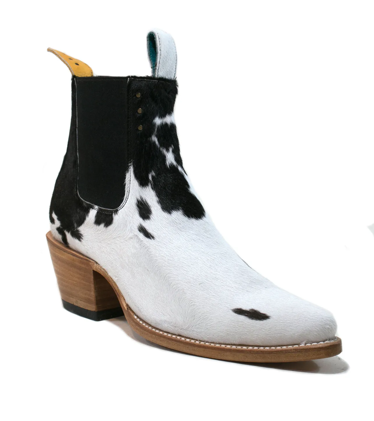 No.1001 FREEWAY chelsea boot Black   White Fur MEN