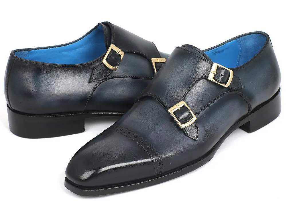 Paul Parkman Captoe Double Monkstraps Navy