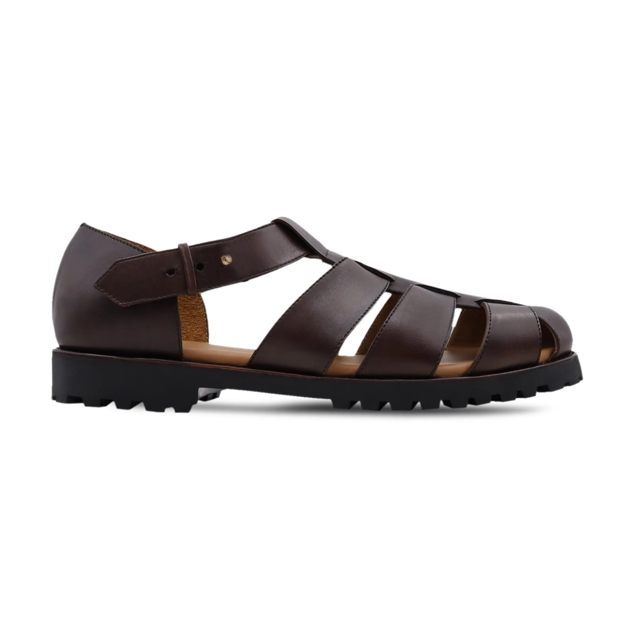 Rahma - Men's Dark Brown Calf Leather Sandal