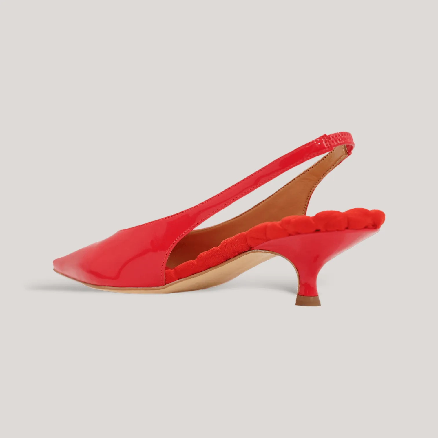 SILVANA | Red Vegan Patent - Pointed Toe Kitten Heel