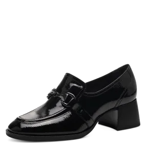 Tamaris Black Patent Heeled Loafers