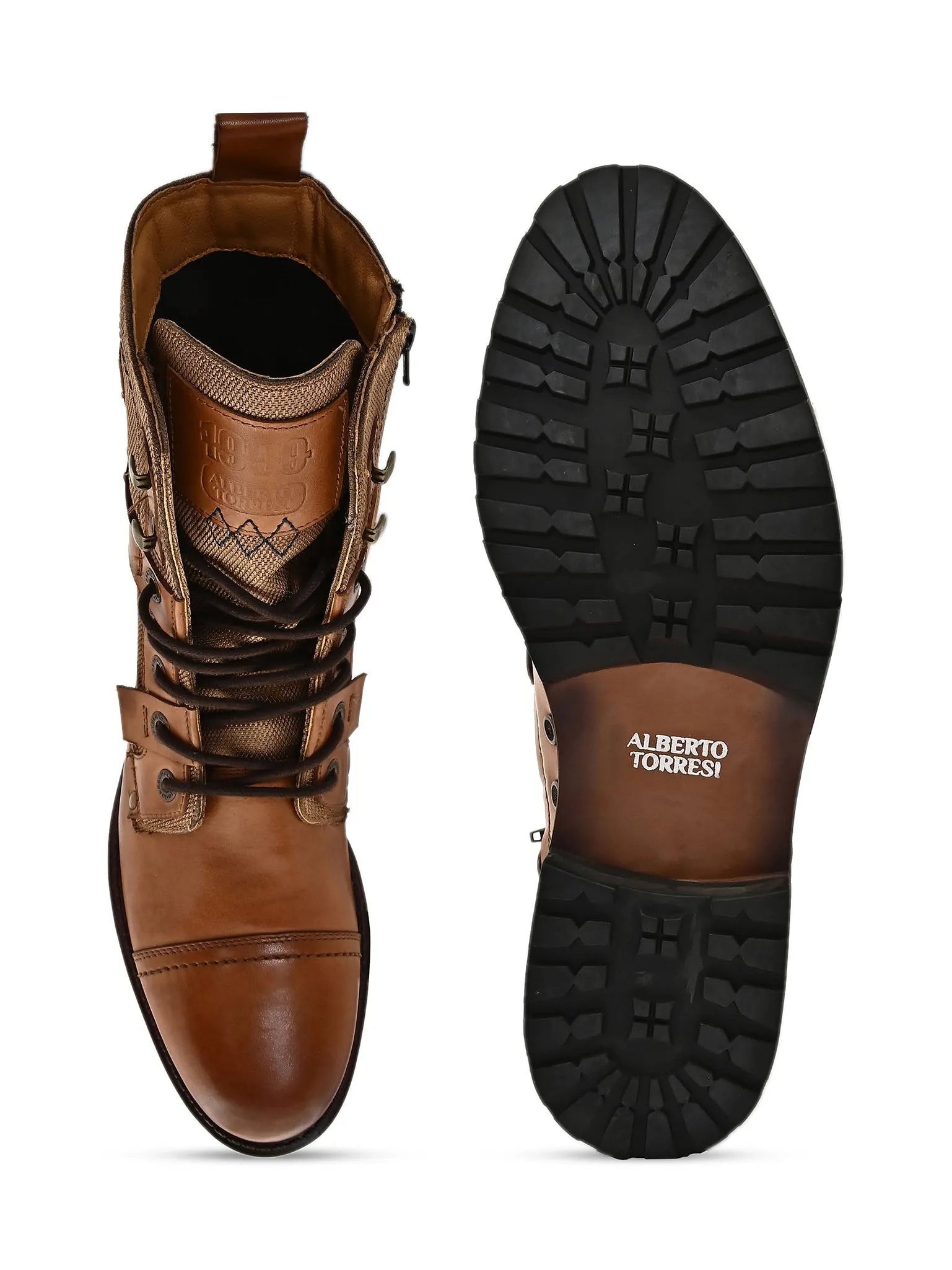 Tan Cap Toe Military Boots