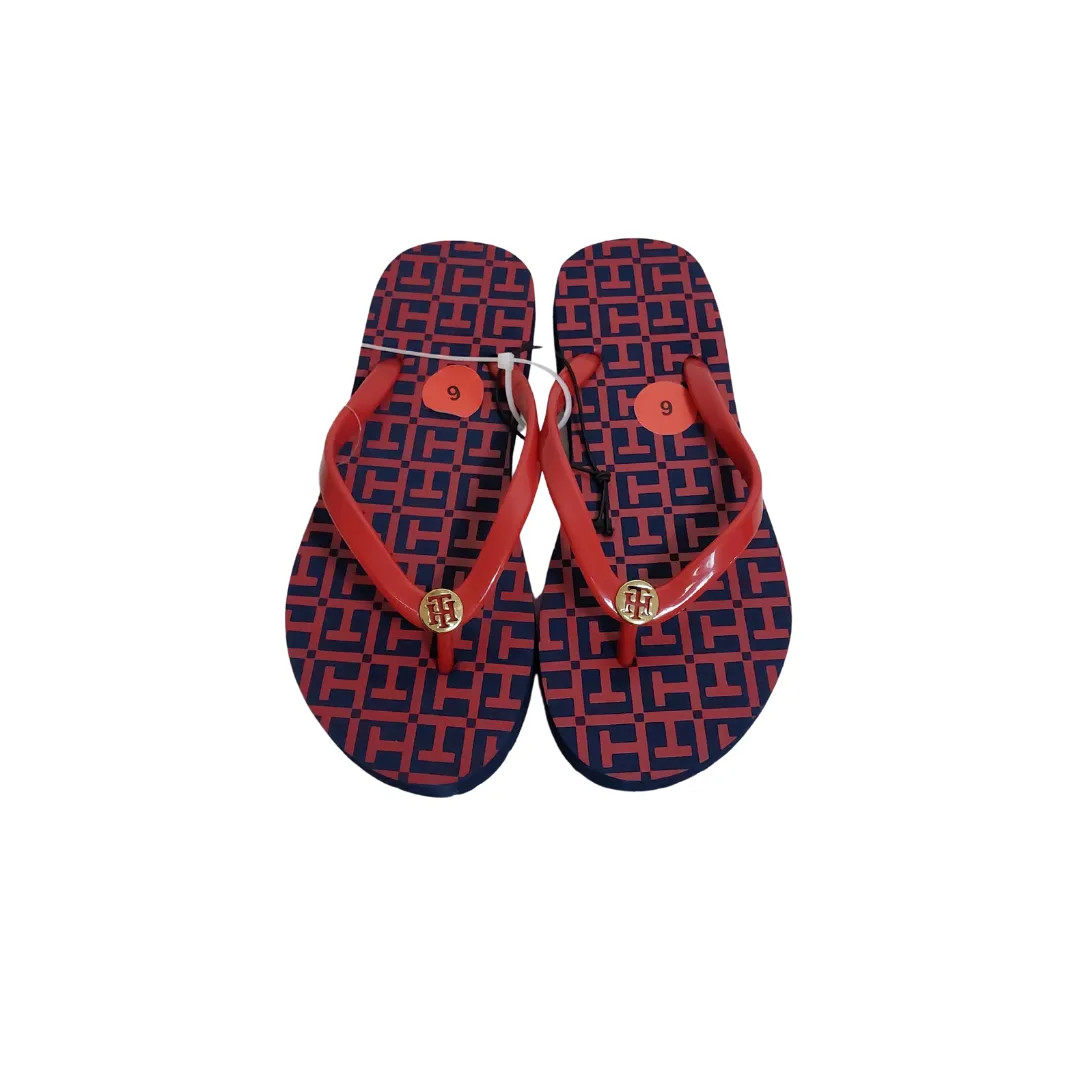 Tommy Hilfiger Red Monogram Flip Flops | Brand New |